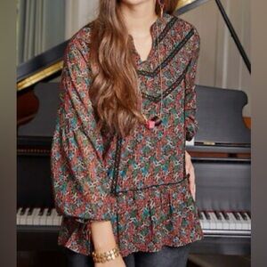 Matilda Jane Choose Your Own Path Red & Black Long Sleeve Carol Blouse NEW Large